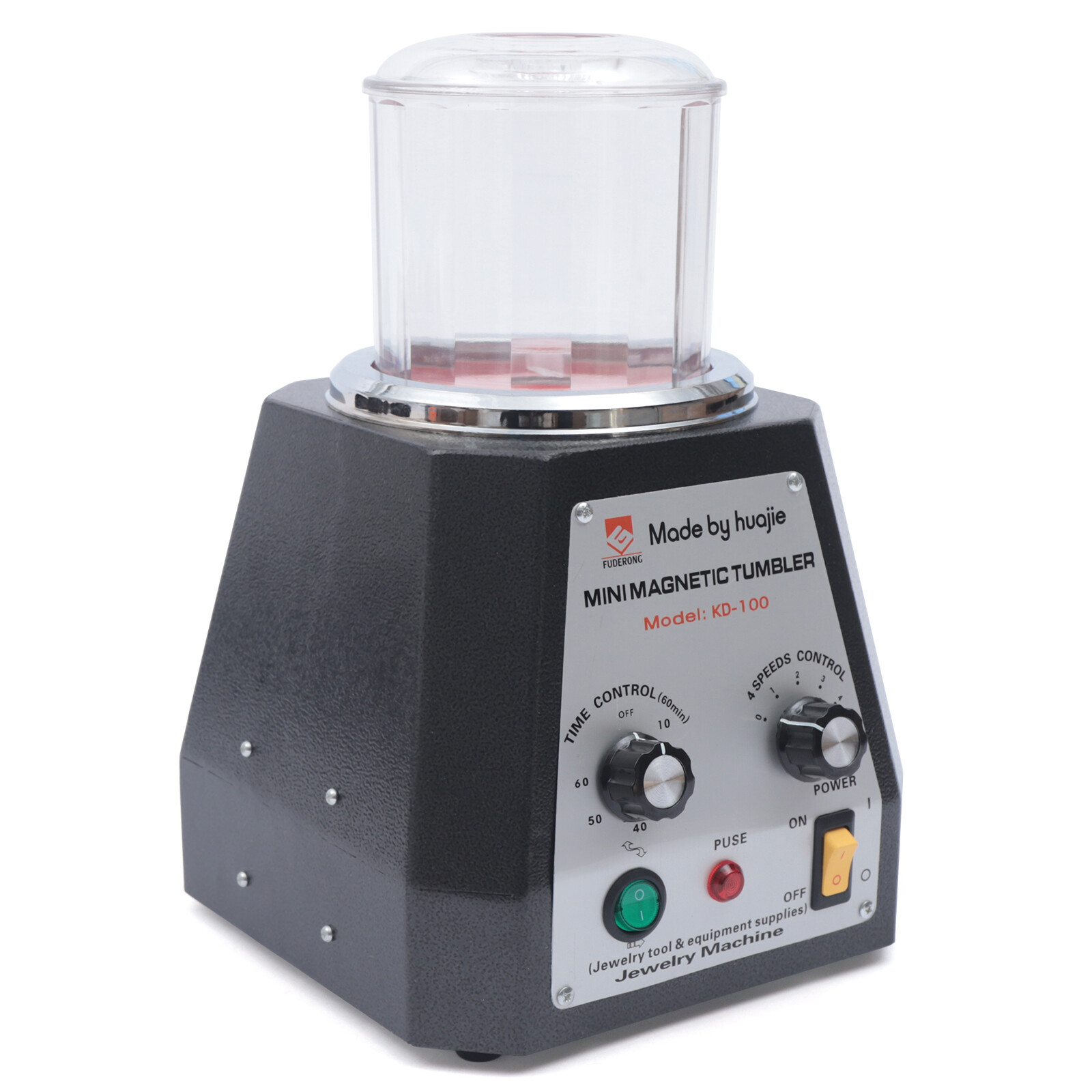 Mini Magnetic Tumbler 100mm Jewelry Polisher Finisher Machine Time Control USA