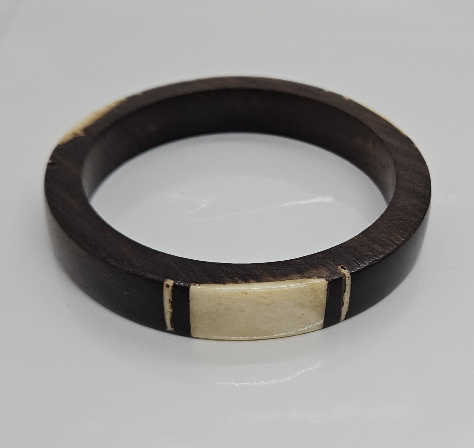 Handmade Vintage Wood Resin or Bone Bangle Bracelet Brown