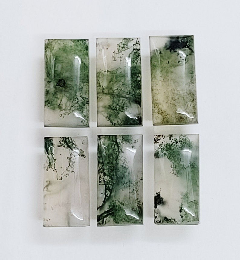 Natural Moss Tree Agate Rectangle Cabochon 6x8mm to 20x25mm Loose Gemstone