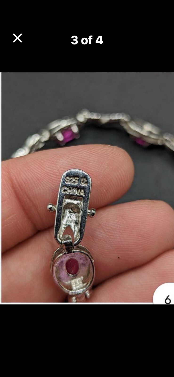 Ross Simons 925 Sterling Silver Pink Topaz Infinity Link Tennis Bracelet 7.5″