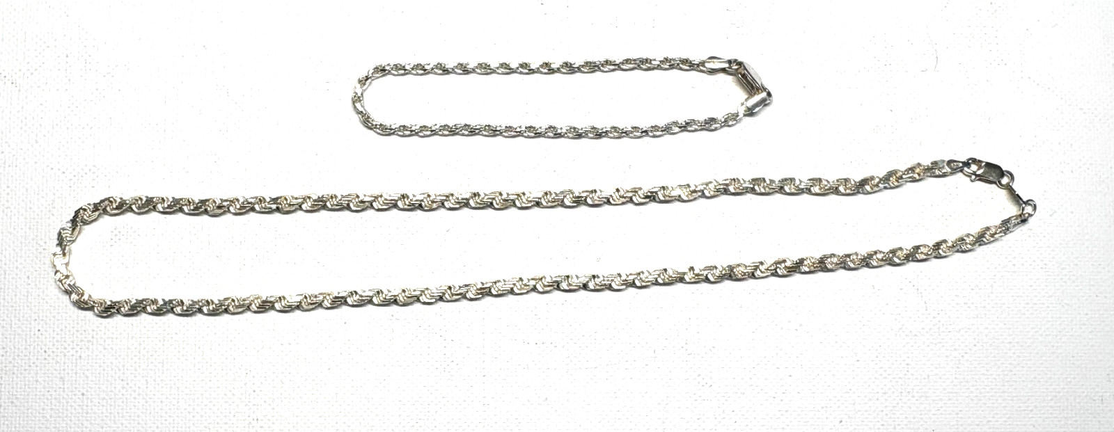 18″ 925 Silver Necklace 3 mm wide and 7″ Bracelet 2 mm wide – Made in Italy