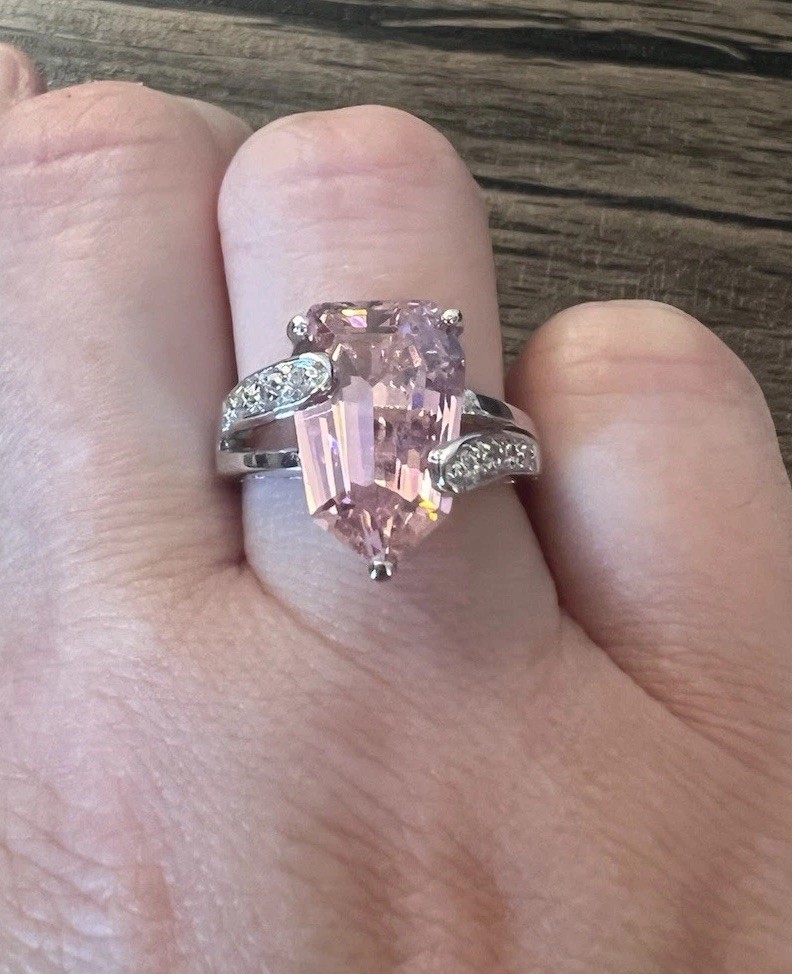 Premier Designs Paradise Pink Ice Ring, Silver Setting/Band Size 7, Retired