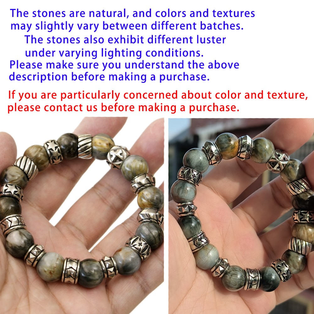 12mm Round Beads Hawk eye gem Cupronickel Accessory Punk Bracelet CP476A