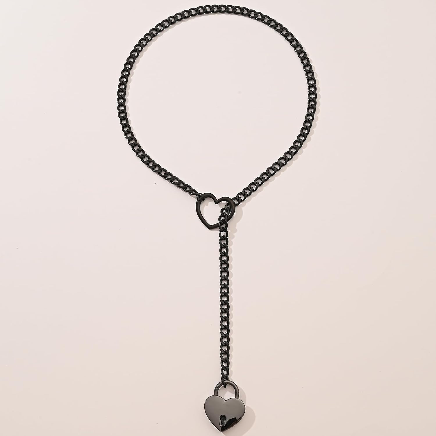 Heart Slip Chain Necklace for Women Goth Lock Heart Choker Collar for Women Punk