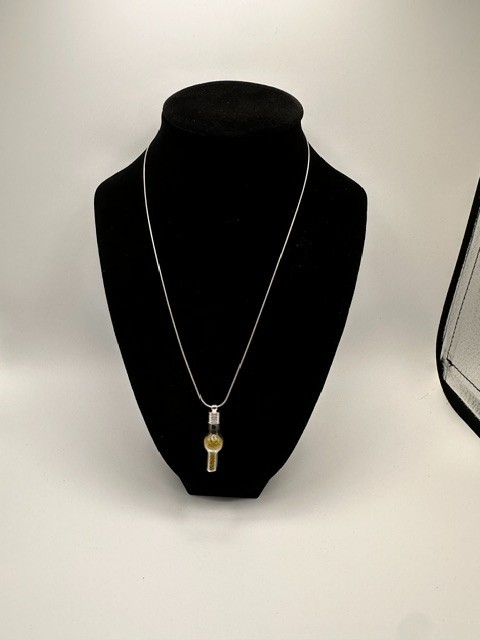 $900 .925 Sterling Silver 3.75CT Yellow Diamond Powder In Glass Vial Necklace