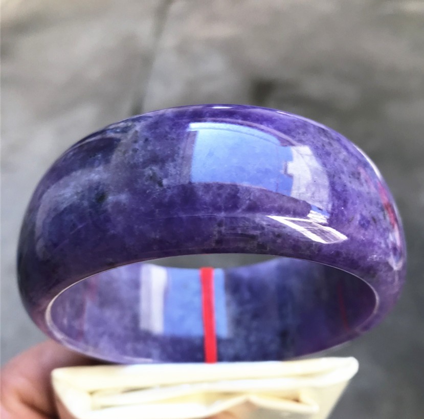 63.5MM Natural Ice Lavender Jadeite Jade Bracelet Burma Wide Jade Bangle