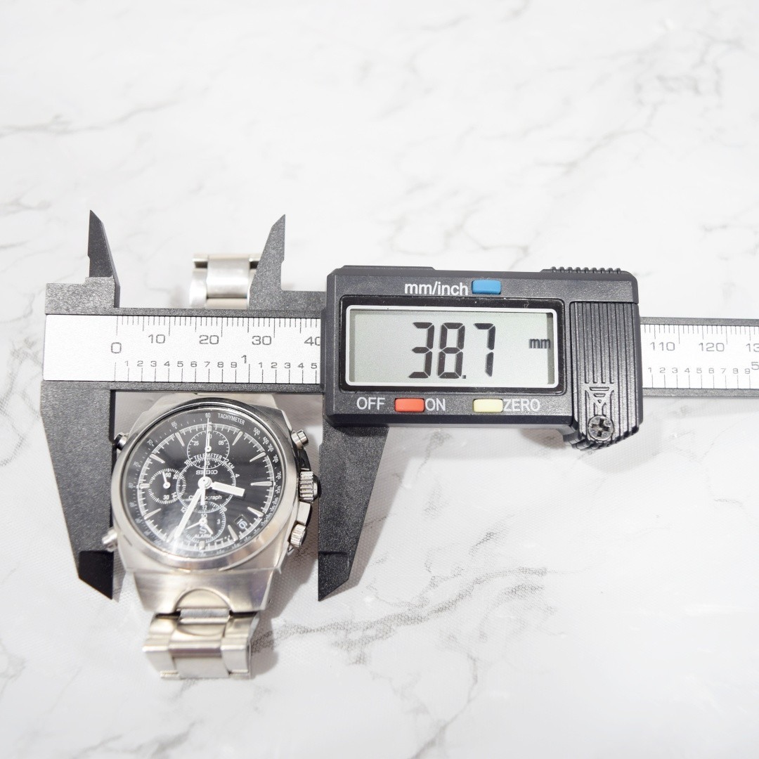 [New Glass] Vintage 1999 SEIKO SUS 7T32-9000 Chronograph Alarm Men’s Qz Watch