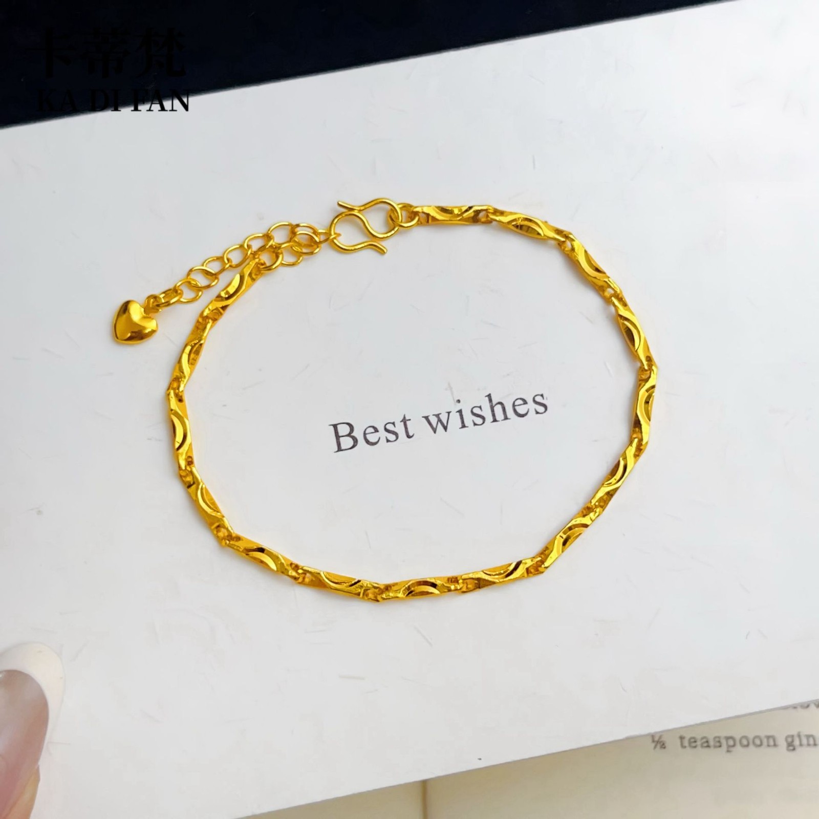 24K Thai Baht Yellow Gold shiny gold ingot bracelet