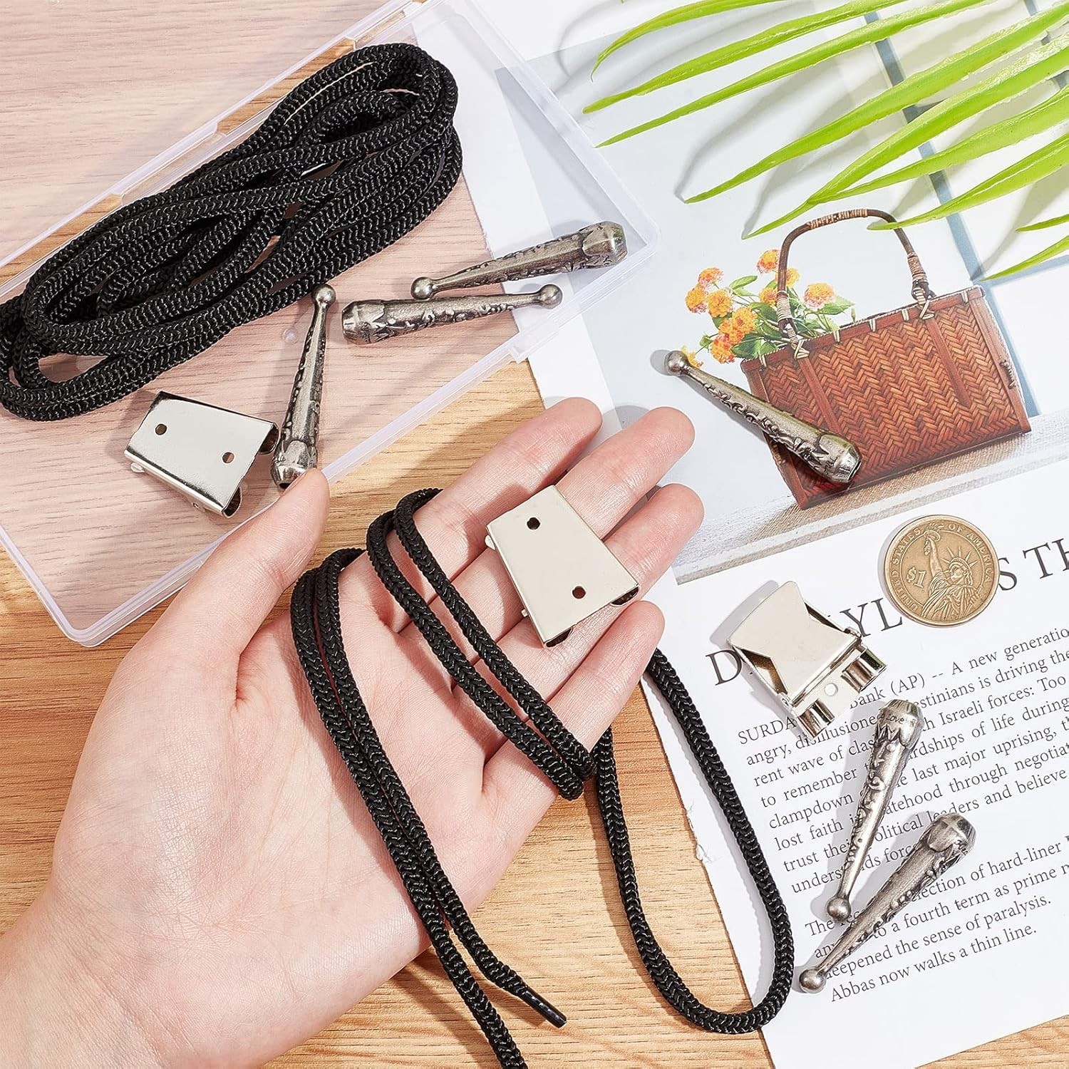 3 Sets Iron Bolo Tie Findings Kit Sterling Silver Plated Parts round Slide Text