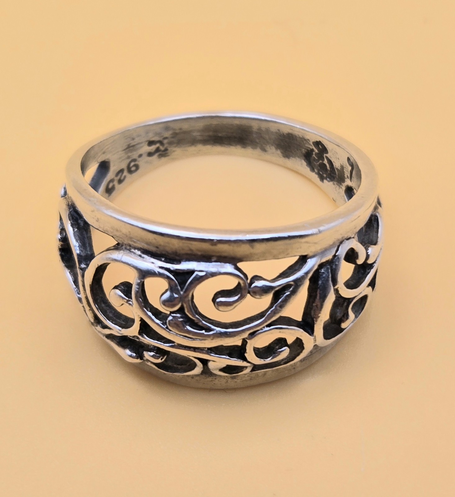 Vintage Sterling Silver Signed Premier Designs Open Filigree Ring Size 7