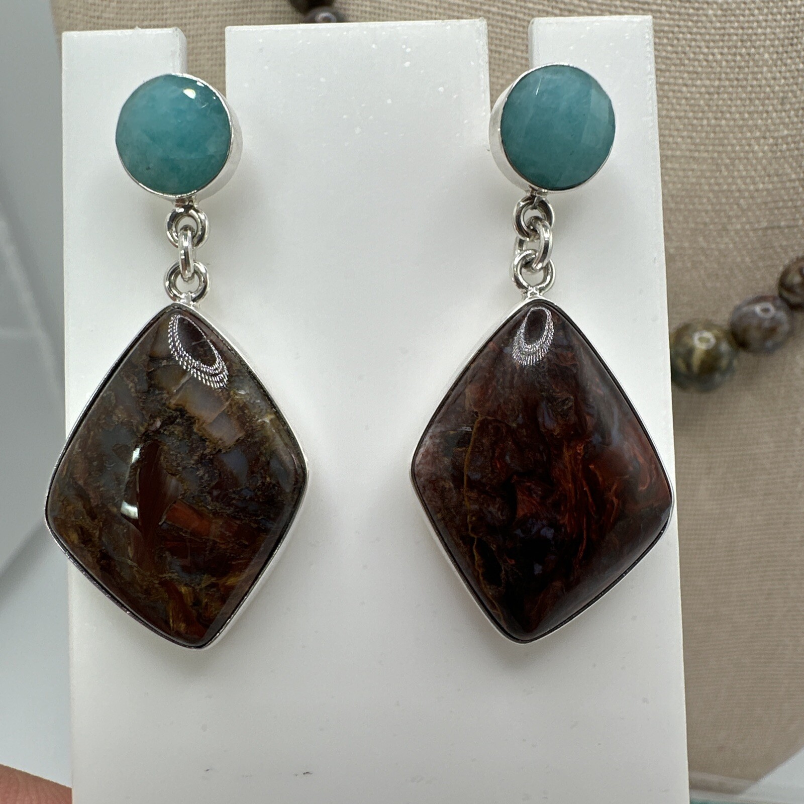 Mine Finds By Jay King Jasper & Amazonite 925 Necklace & Earrings Set