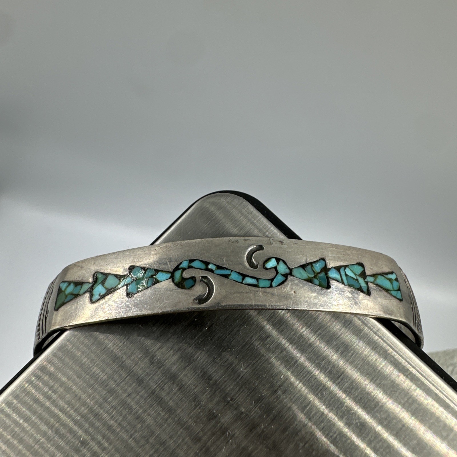 Vtg Gene Gibson Navajo Sterling Silver Turquoise Native American Cuff Bracelet