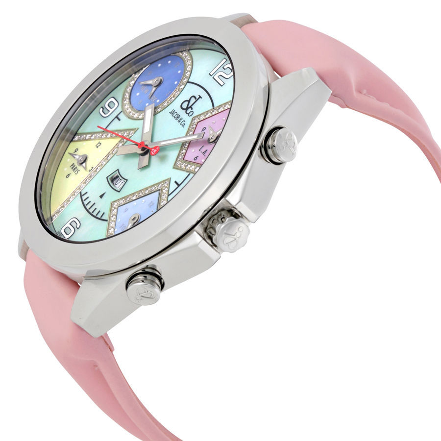 Jacob&Co. Five Time Zone Multi-Color Mother of Pearl Diamond Ladies Watch JC42DA