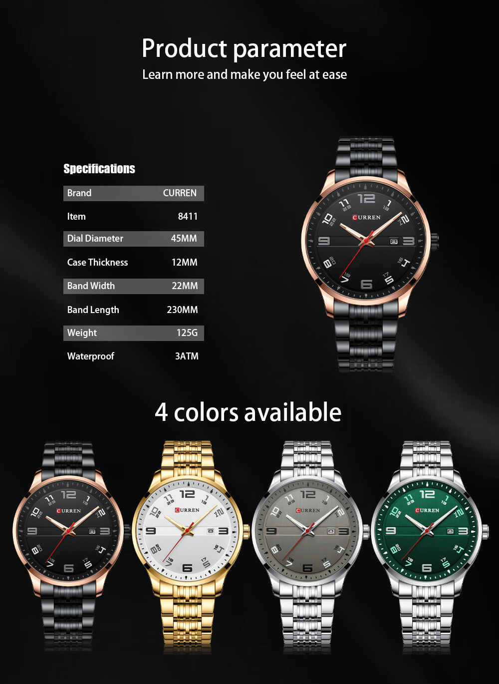 CURREN Men’s Casual & Business Quartz Watch – Steel Luminous Male Wristwatch