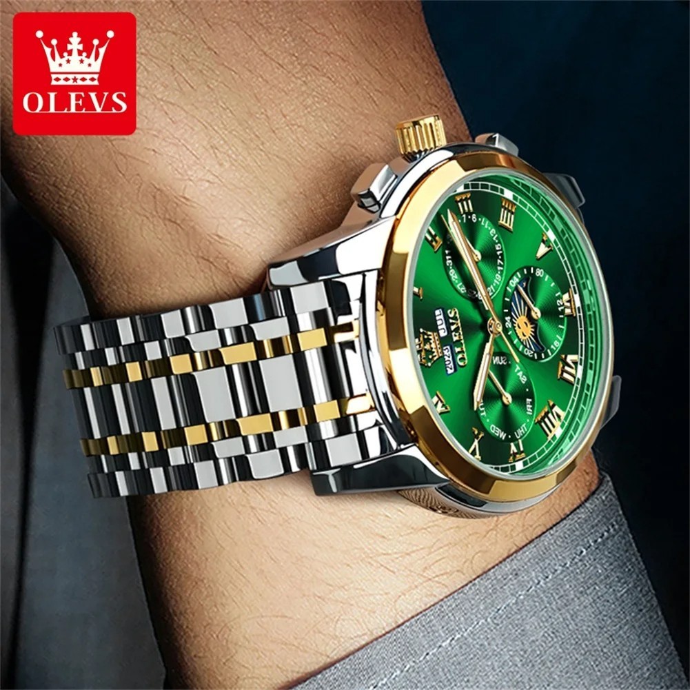 Automatic Mechanical Waterproof Watch Moon Phase Luxury Dial Men’s Men Strap