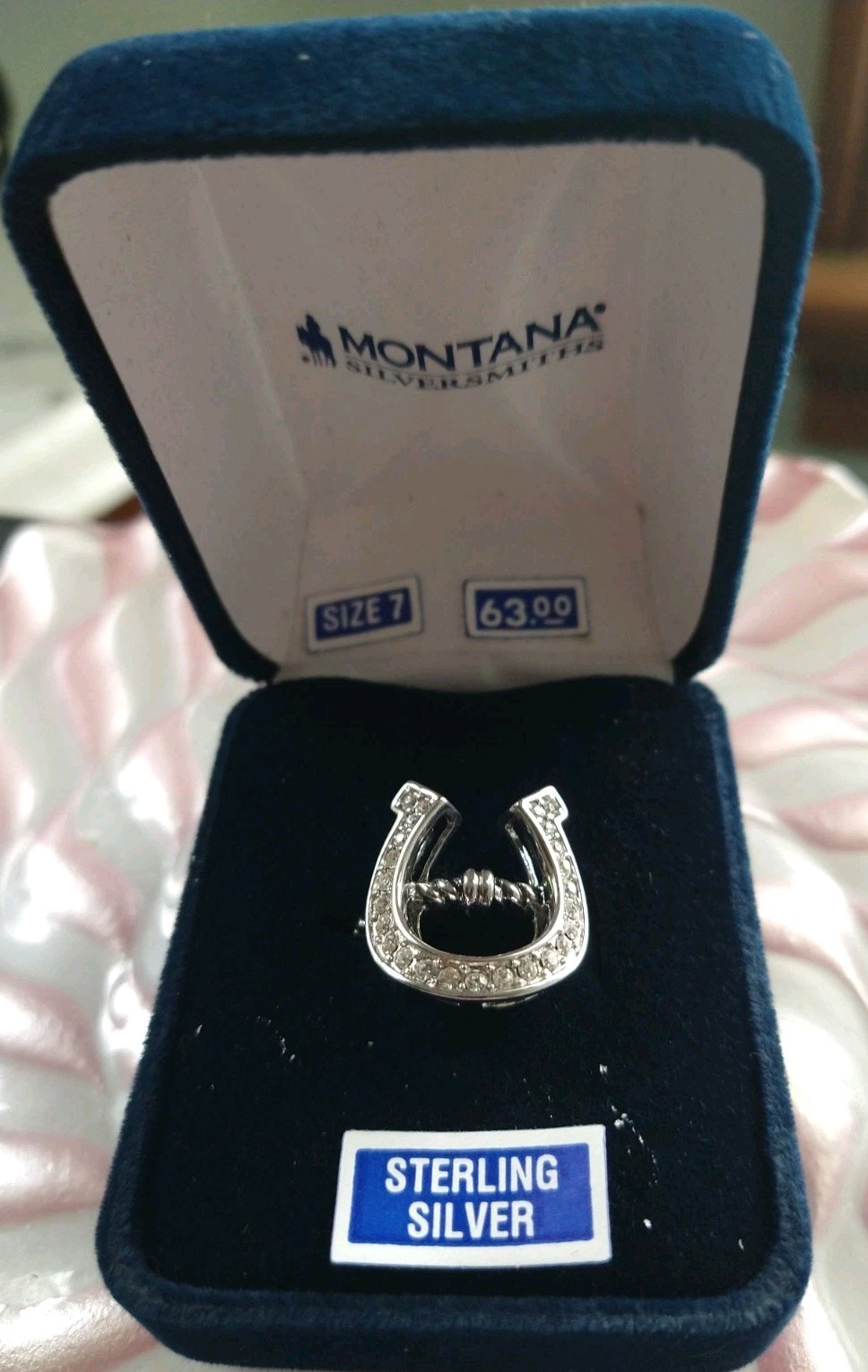 New Montana Silversmith Horse Shoe RING Clear CZ sz. 6 Or 7 Rodeo Horse Cowgirl
