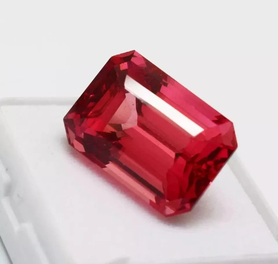 10 Ct Emerald Cut Certified LOOSE GEMSTONE NATURAL PADPARADSCHA SAPPHIRE BEST!