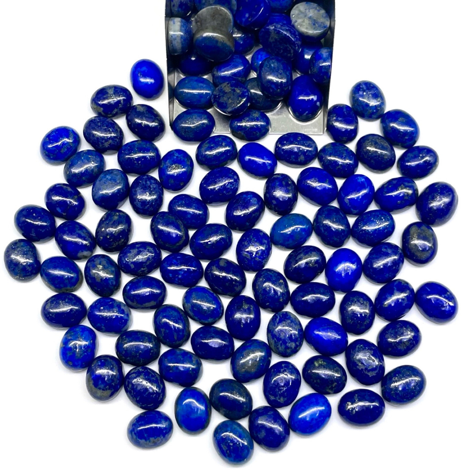 50 Pcs Natural Untreated Lapis Lazuli 10x8mm Oval Loose Cabochon Gemstones Lot