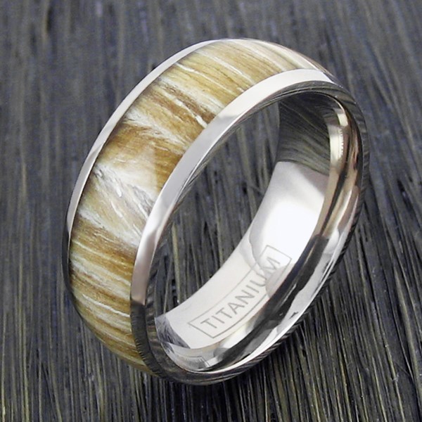 8mm Titanium Men’s Ring Light Wood Grain Wedding Band Ring