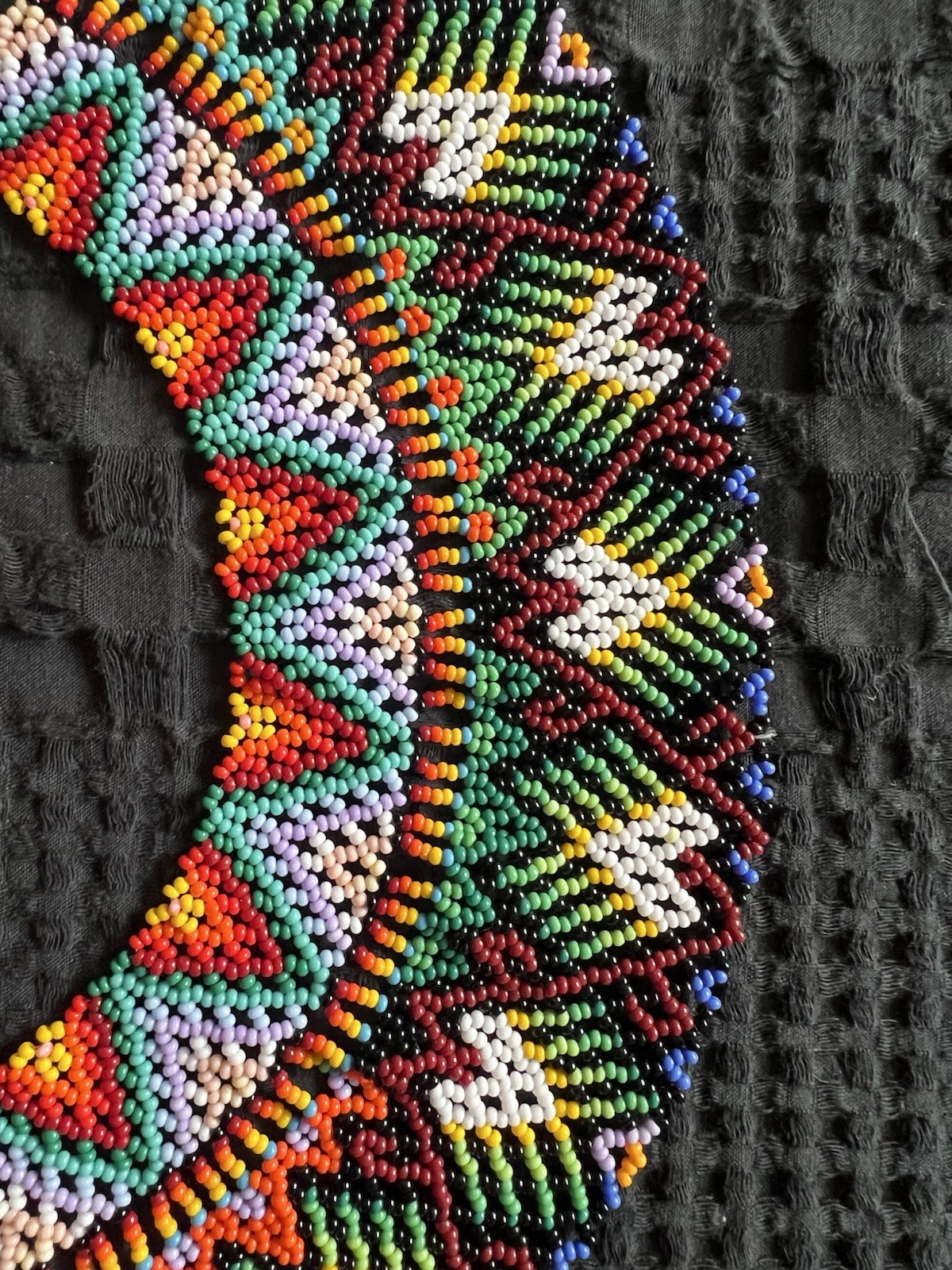 Handmade Colombian Indigenous Beaded Choker Necklace Tribal Statement Collar Bib