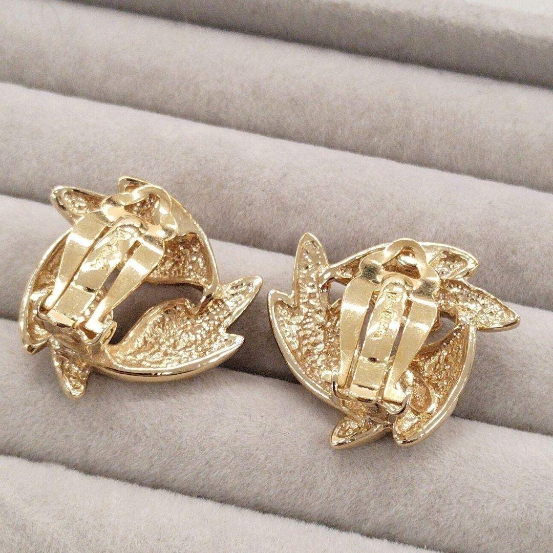 Near mint Pierre Cardin Leaf Design Earrings with Crystals