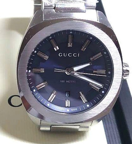 Gucci GG2570 Quartz Watch YA142303 41mm Blue Dial Date 100m Water Resistant