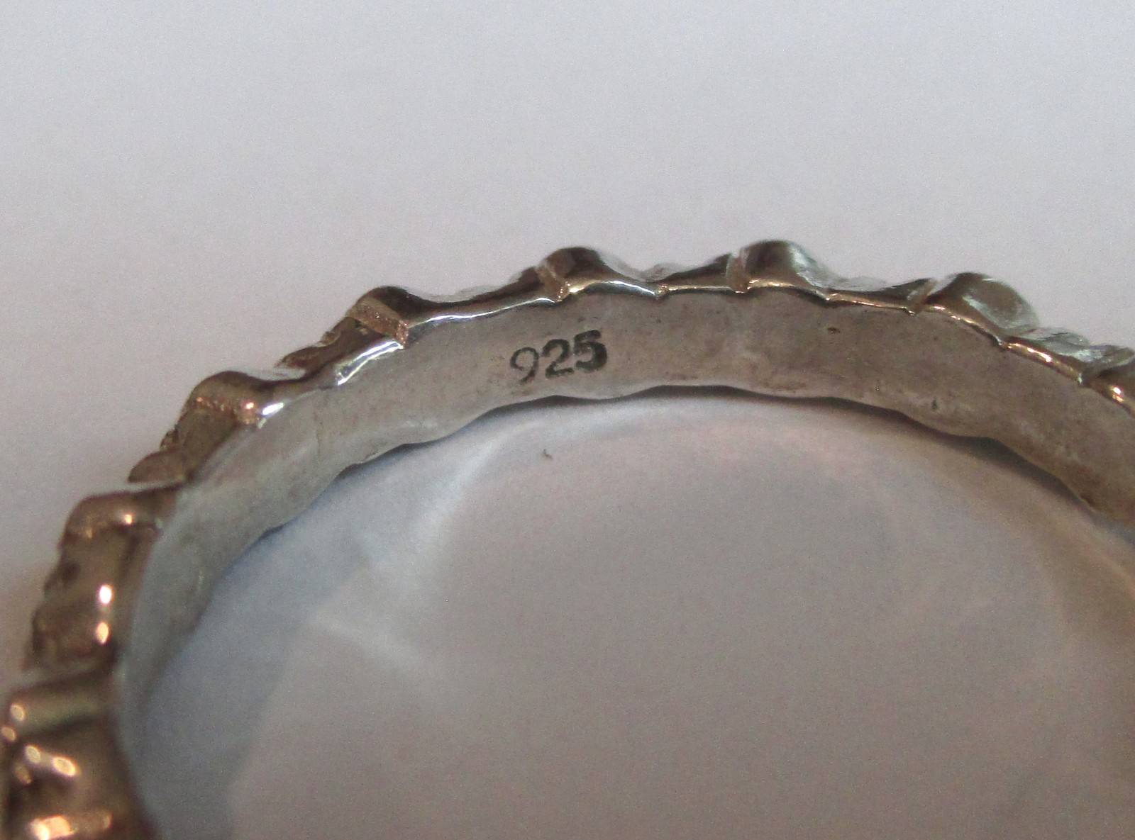 Size 6.75 THIN STERLING SILVER SKULL ETERNITY WEDDING BAND RING Memento Mori