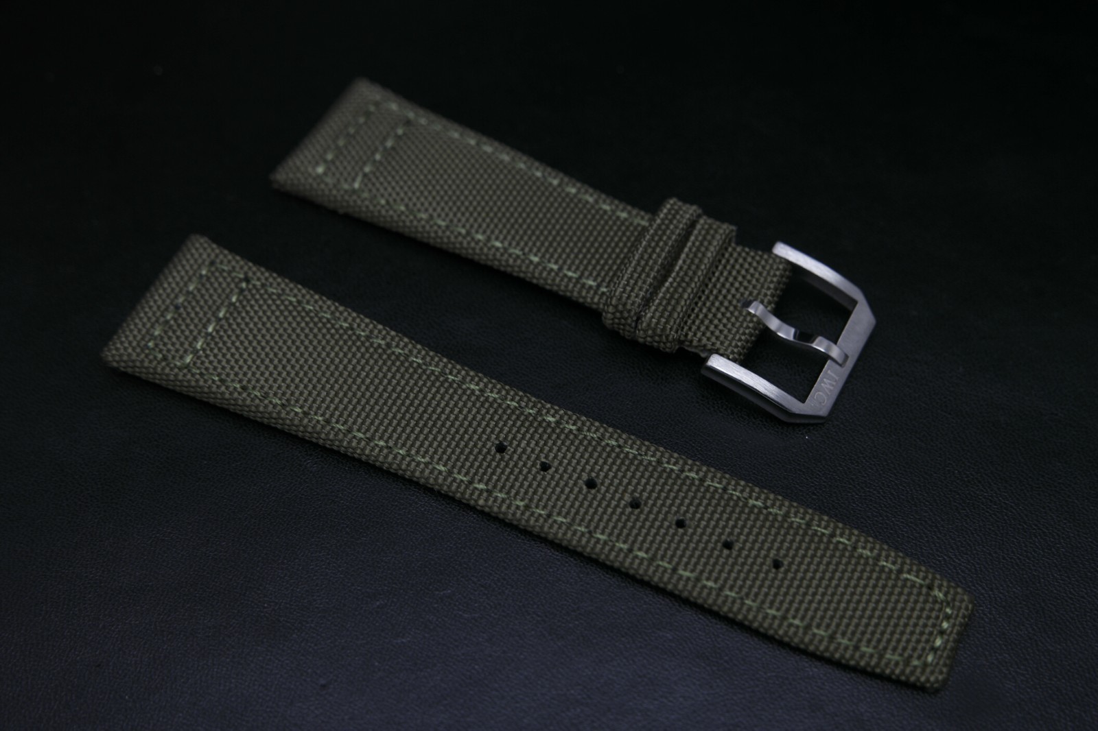 22mm For IWC Textile Fabric Nylon + Leather Green Watch Strap Made For IWC Watch