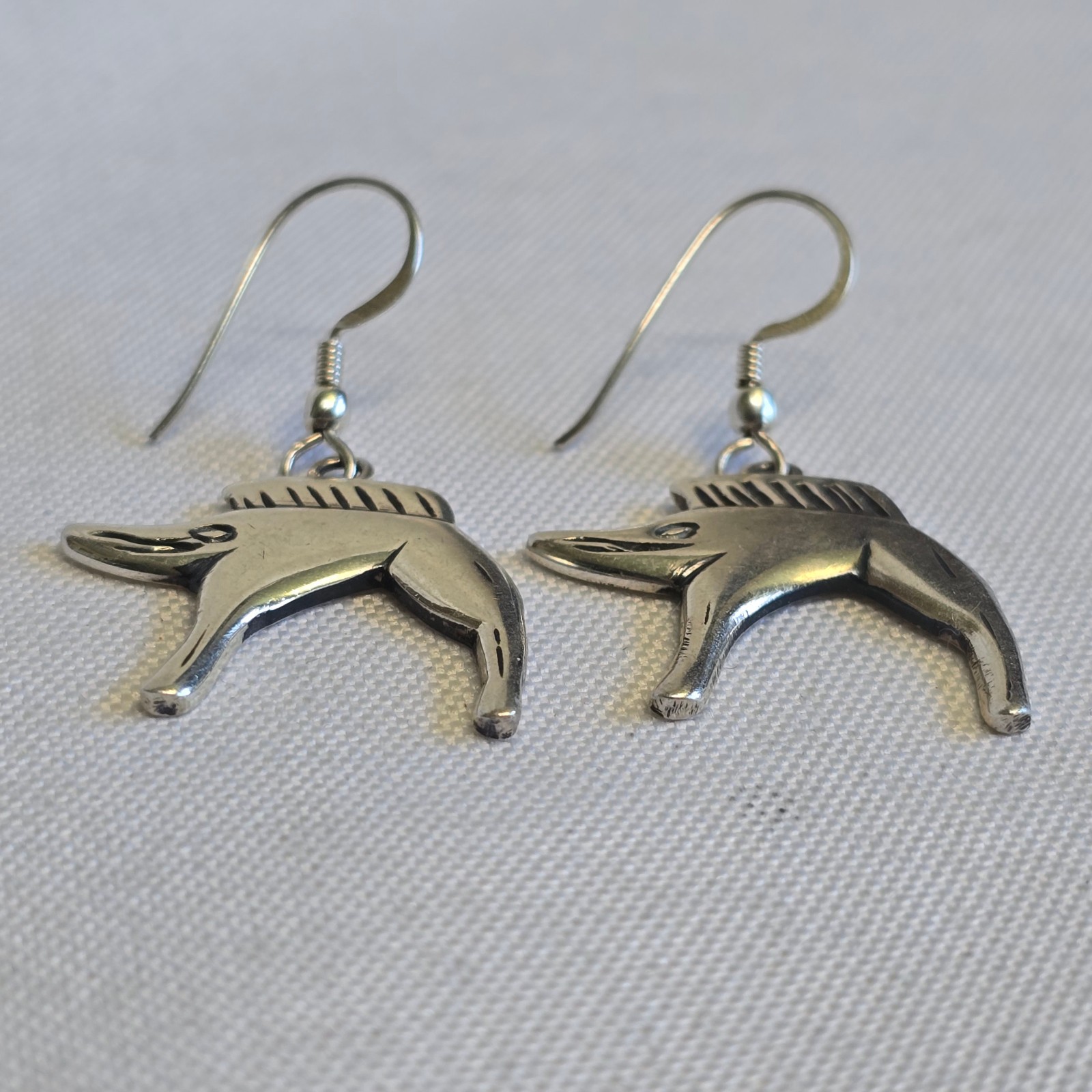 Sterling Silver Earrings 7.36g Fine Jewelry Celtic Boar Hook Back Dangles