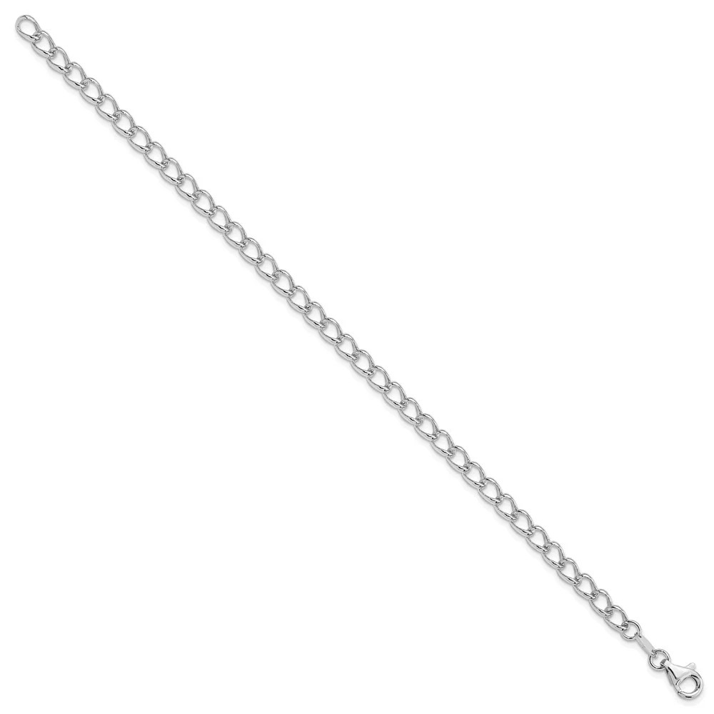 Sterling Silver Amore La Vita RH-Pl Curb Chain Charm Bracelet Bracelet 7″-8″