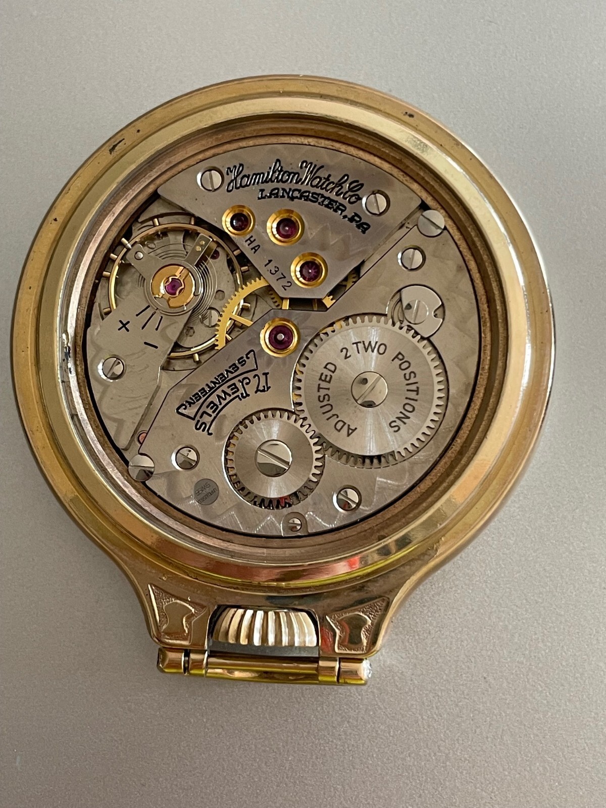 Hamilton Pocket Watch 17 Jewels Grade HA 1372 Swiss Gold Filled Case