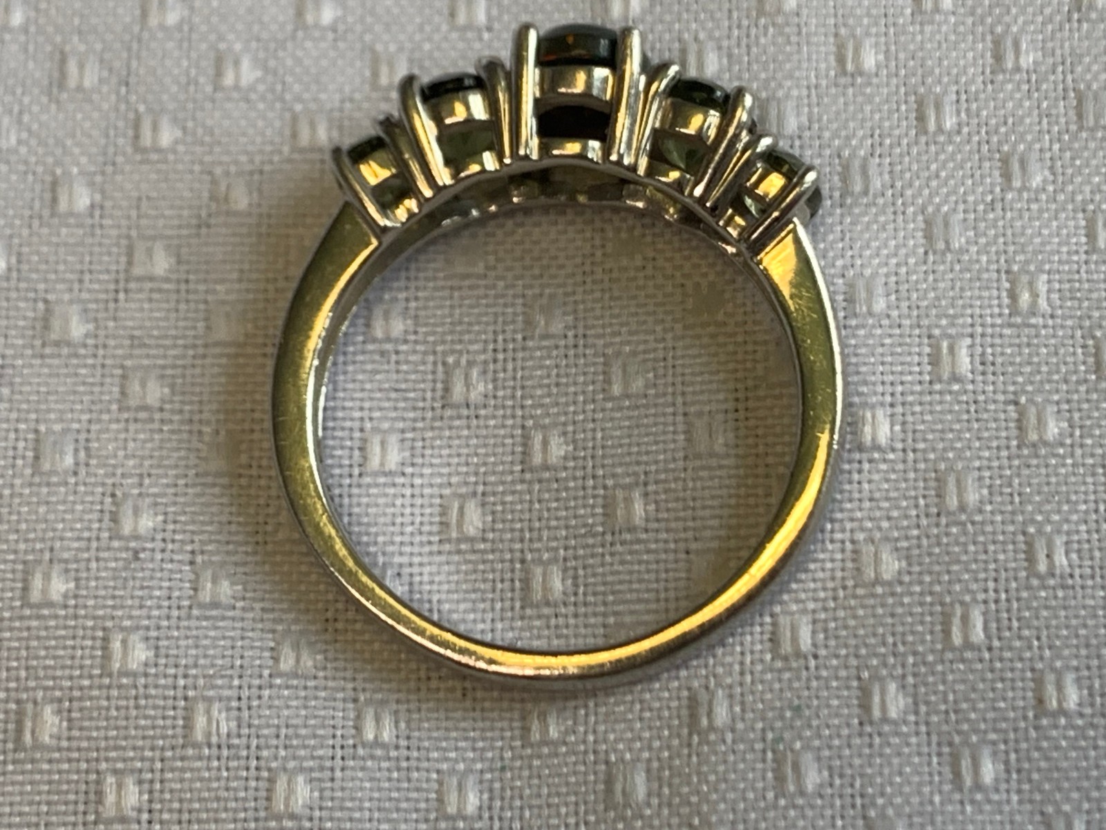 Sterling Silver Ring 3.17g Fine Jewelry Size 8 Band Green Stones BBJ *READ*