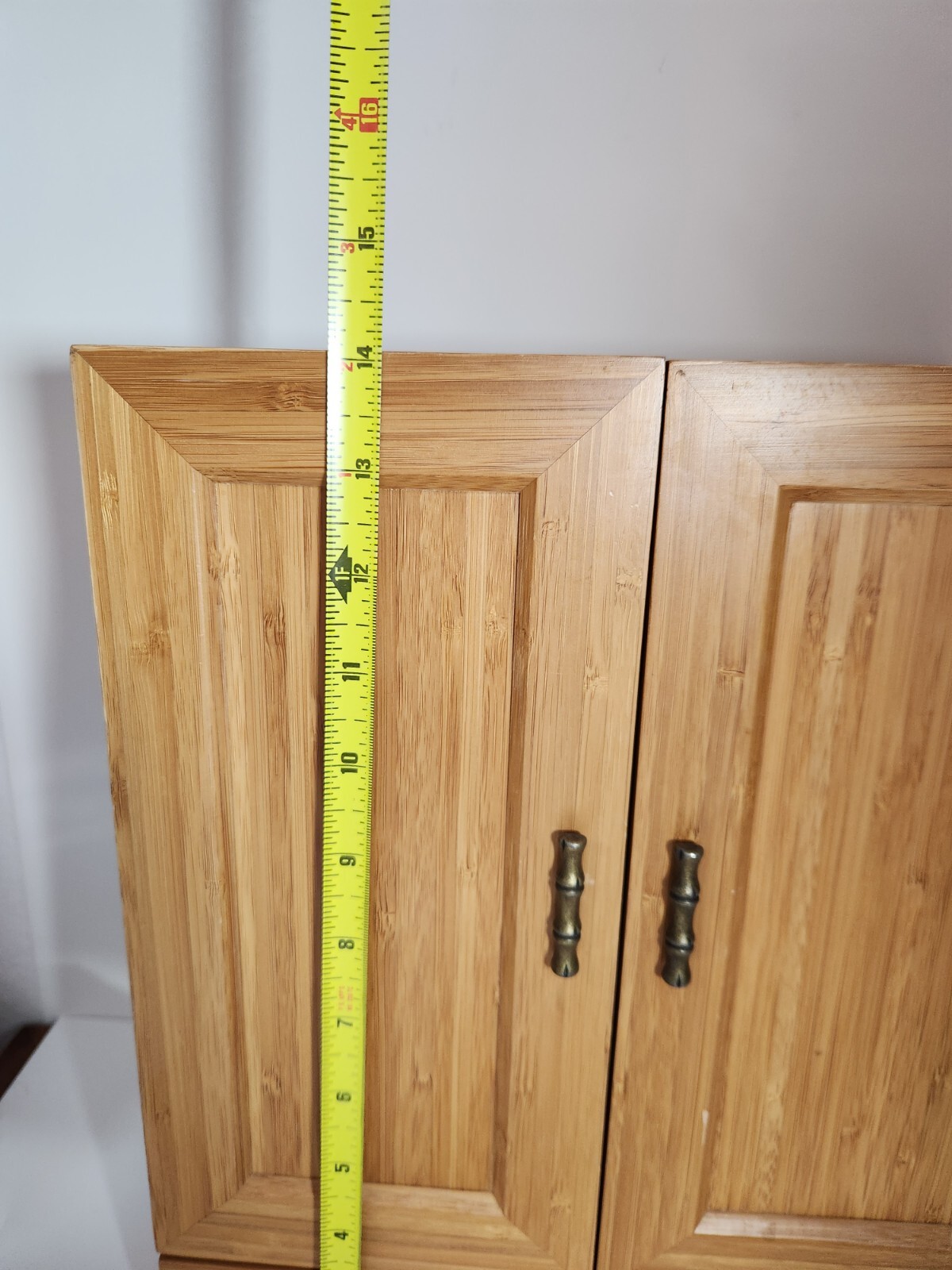 14″ Red Envelope Jewelry Armoire Cabinet Dresser Storage Light Wood Bamboo
