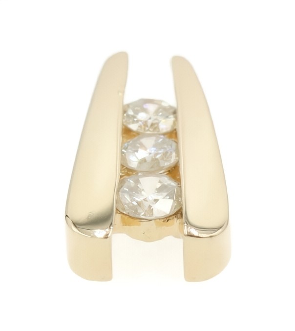 Ladder-Style 14KT Yellow Gold 3-Stone 1/2 TW Round Diamond 17.4mm Slide Pendant