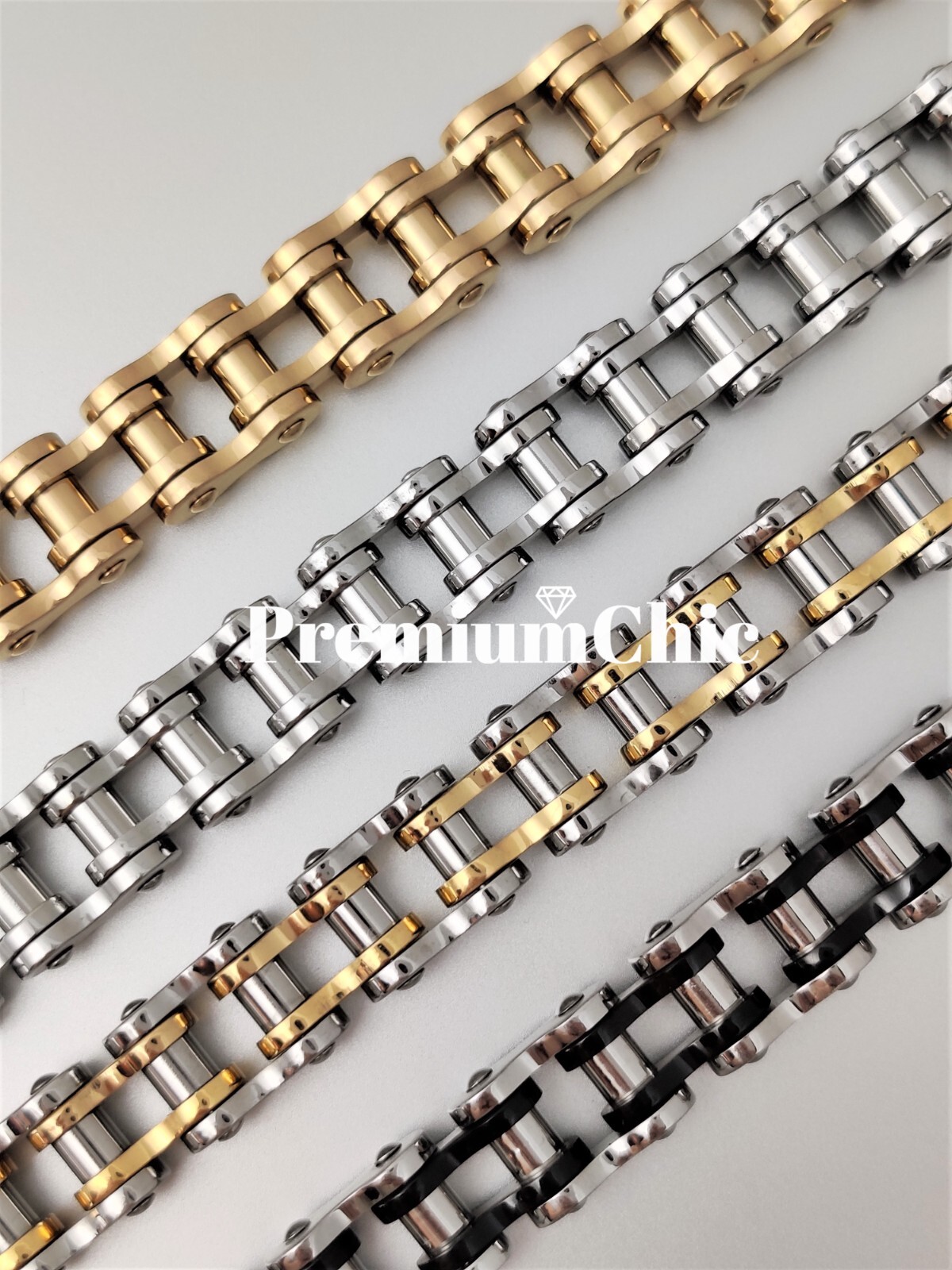 SOLID Stainless Steel Motorcycle Bike Chain Design Bracelet Men’s Jewelry 14MM