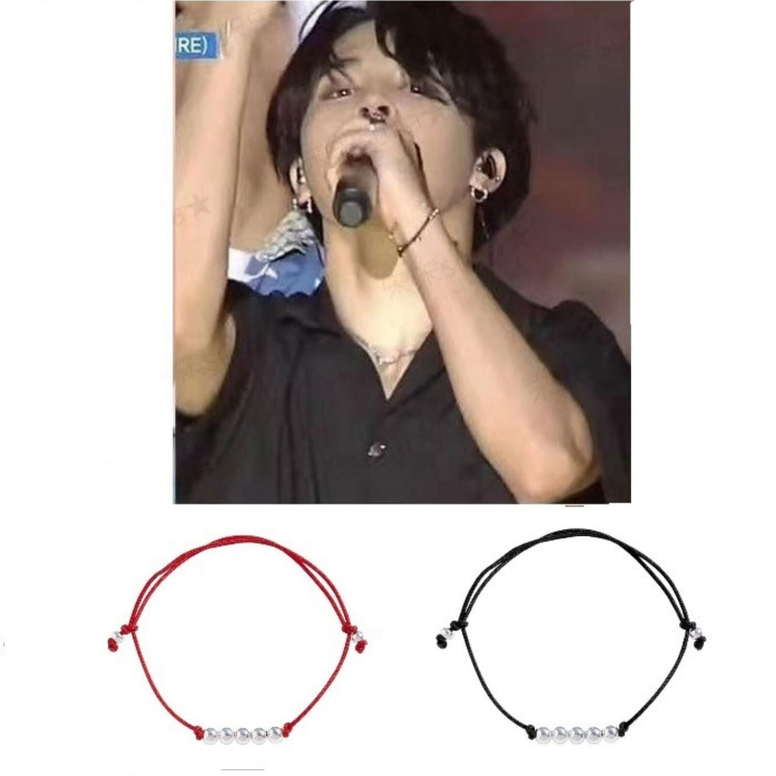 KPOP Idol BTS Jimin Suga Silver Balls Layered Color Rope Bracelet