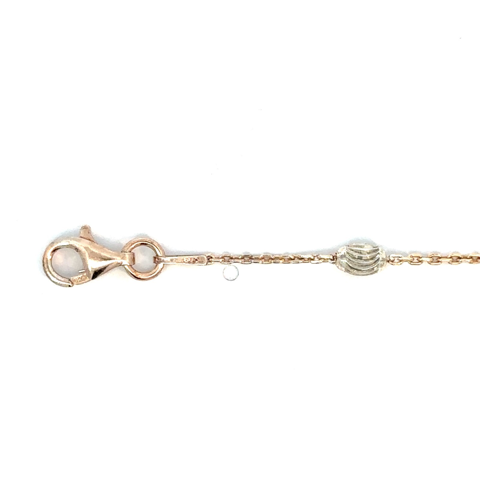 Station Oval Moon Bead Necklace Chain 2Tone Sterling Silver 30.25″ For Men/Women