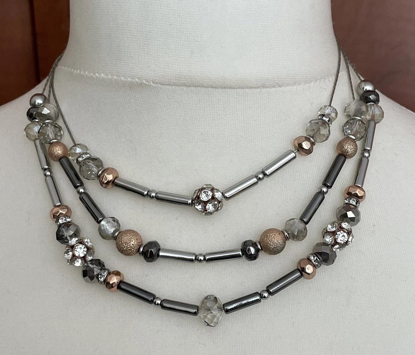 M&S Multi strand Necklace Beaded Three Strands Casual Everyday Wear Fashion