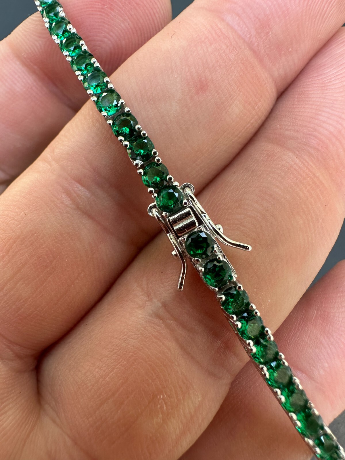 3mm Green CZ Tennis Bracelet Real Iced 925 Sterling Silver Mens Ladies 6-8.5″