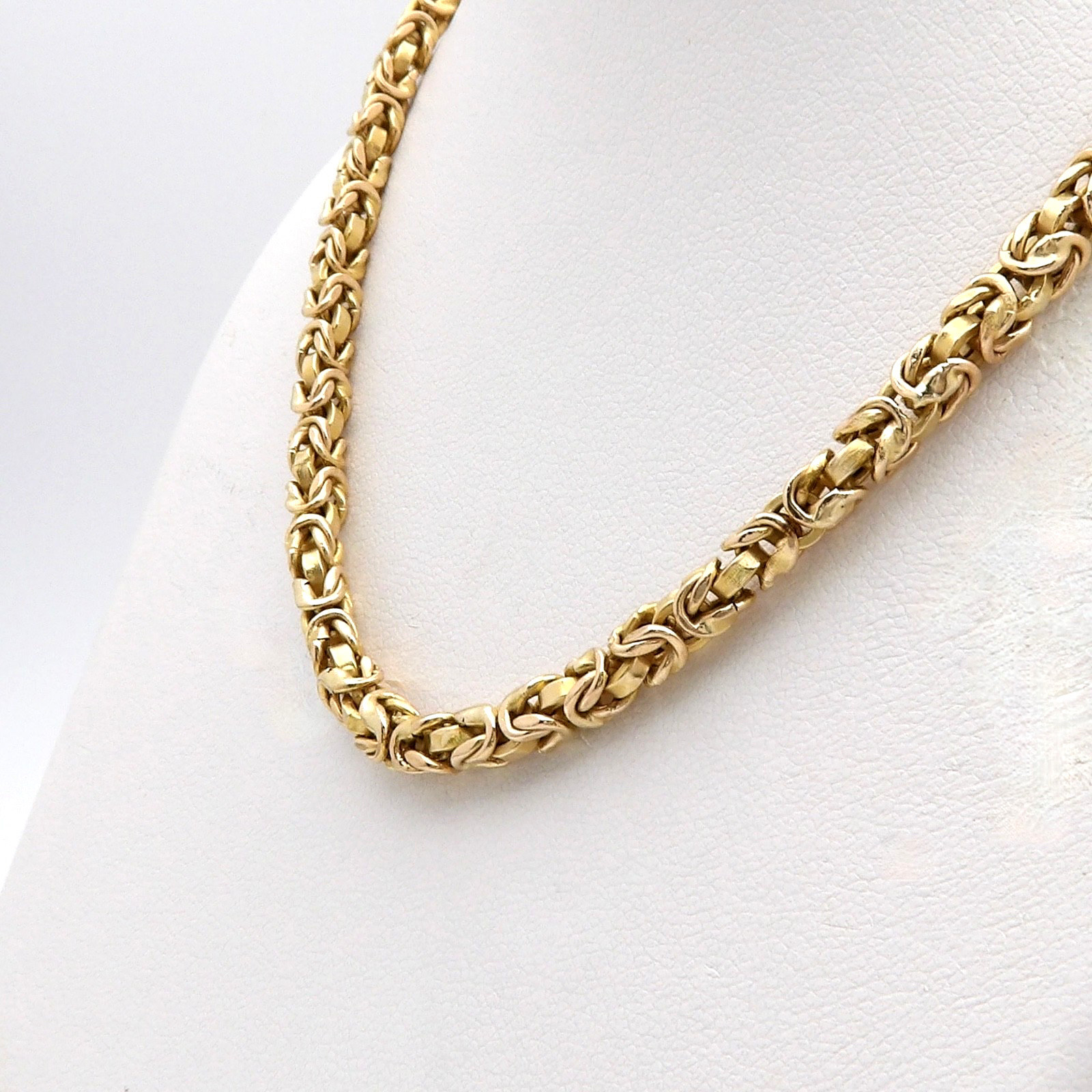 Solid 14k Gold Round Byzantine Link Tukrish Rope Chain Necklace 18.5in Italy