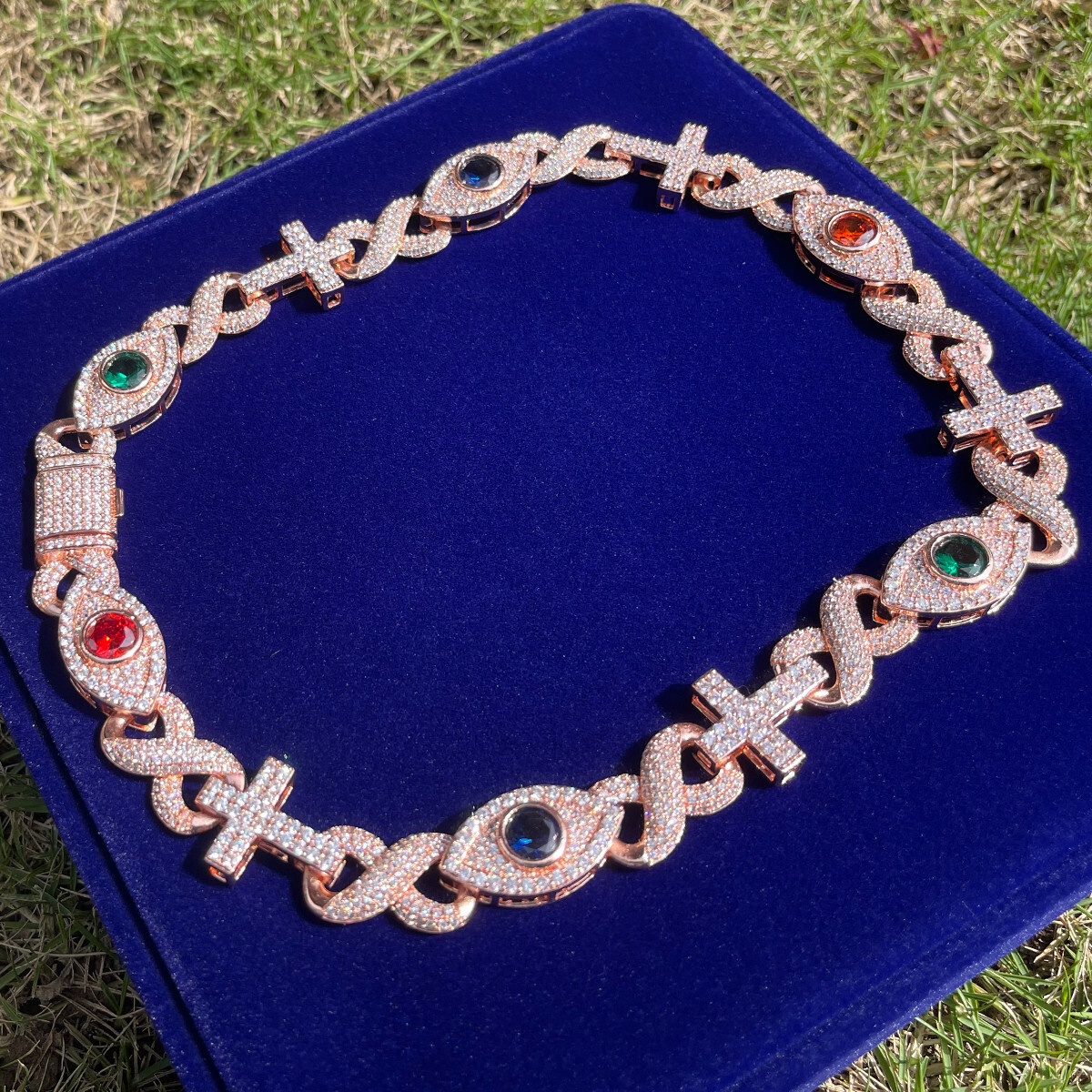 Good VS Evil | Evil Eye Infinity Cross Cuban Link Luxury Hip Hop Chain Necklace