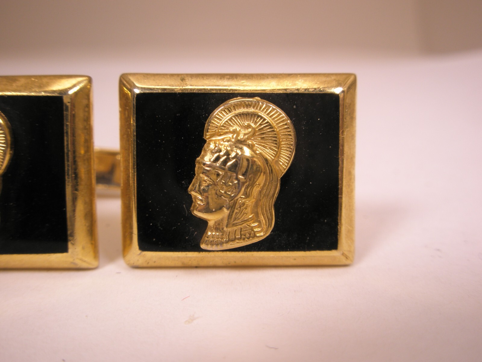 Helmeted Knight Warrior Soldier Vintage KINNEY CO Cuff Links