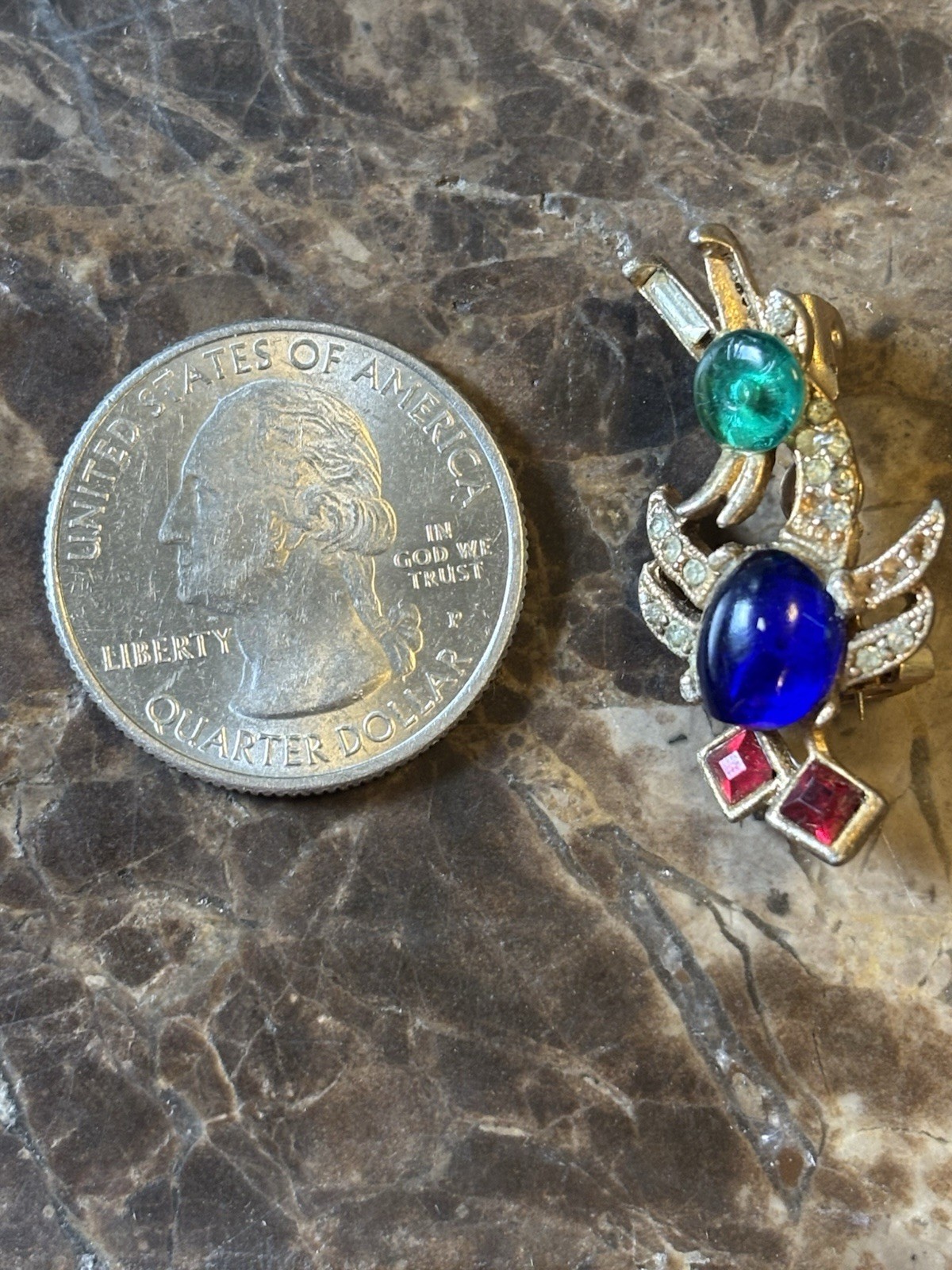 Alfred Philippe silver Tone Brooch Crown Trifari Duck Pin/ some diamonds missing