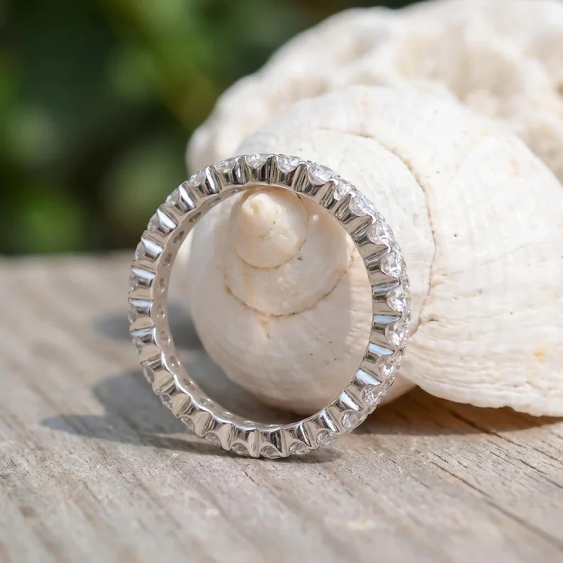 Stunning 2.20 Ct Certified White Diamond Band Ring, Great Shine & Luster