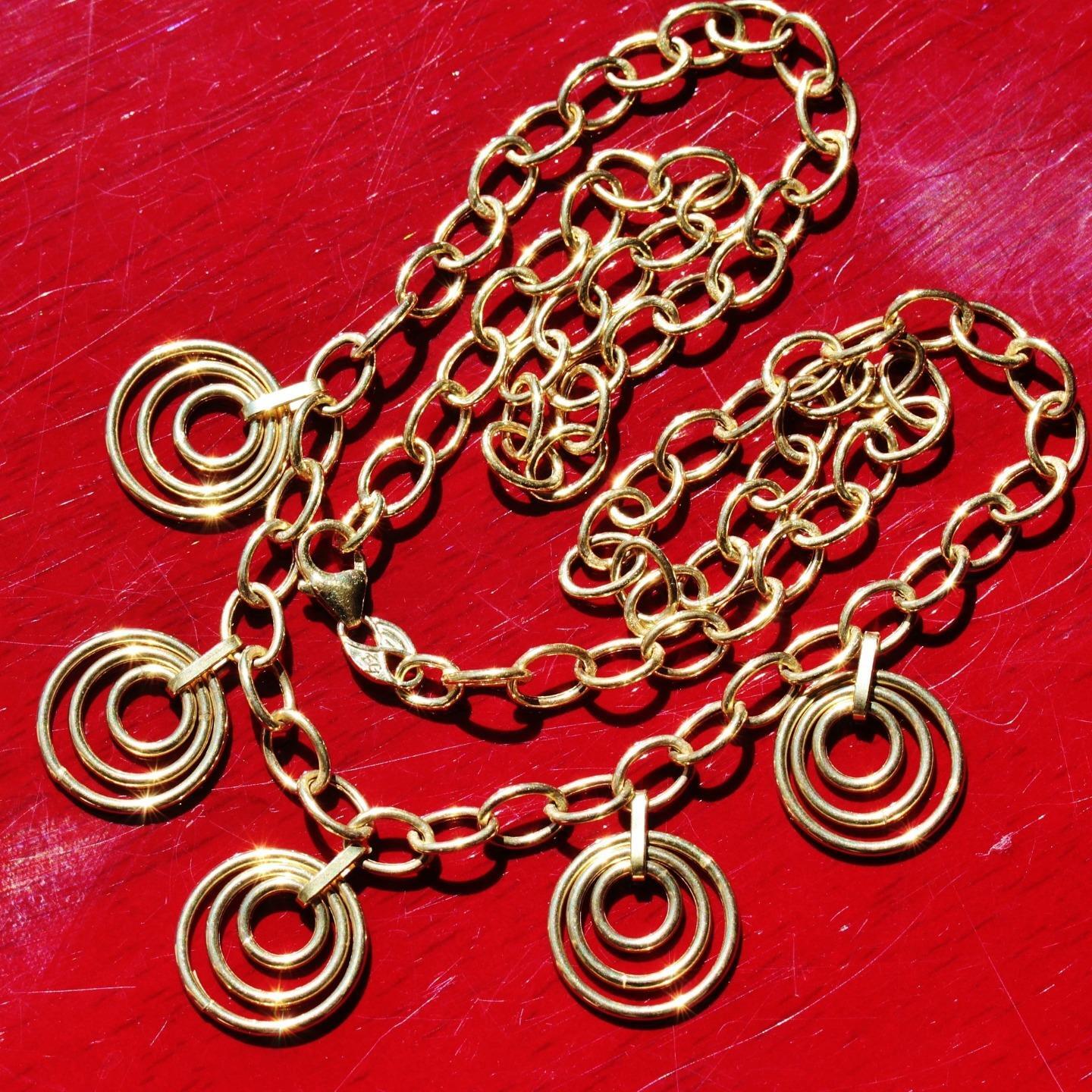 14k yellow gold necklace Italian 17.0″ fancy circular dangle 6.4gr EternaGold
