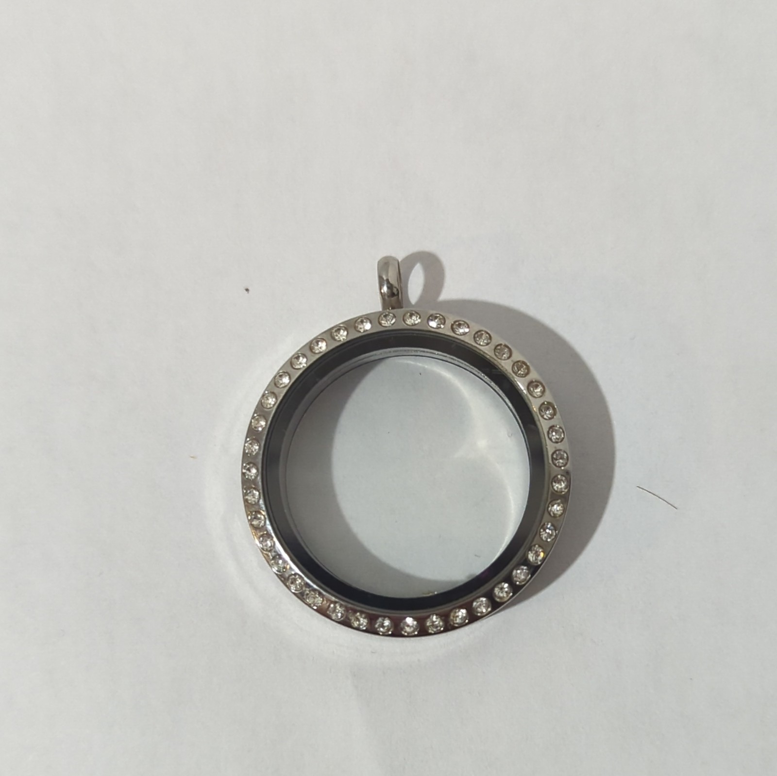 Origami Owl Silver Tone Round Locket Necklace Crystal Charm Halloween Adjustable