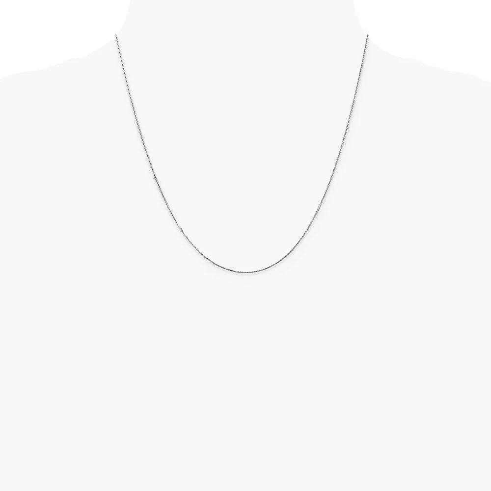 14K White Gold .85mm Diamond-Cut Spiga Chain Necklace 16″-24″