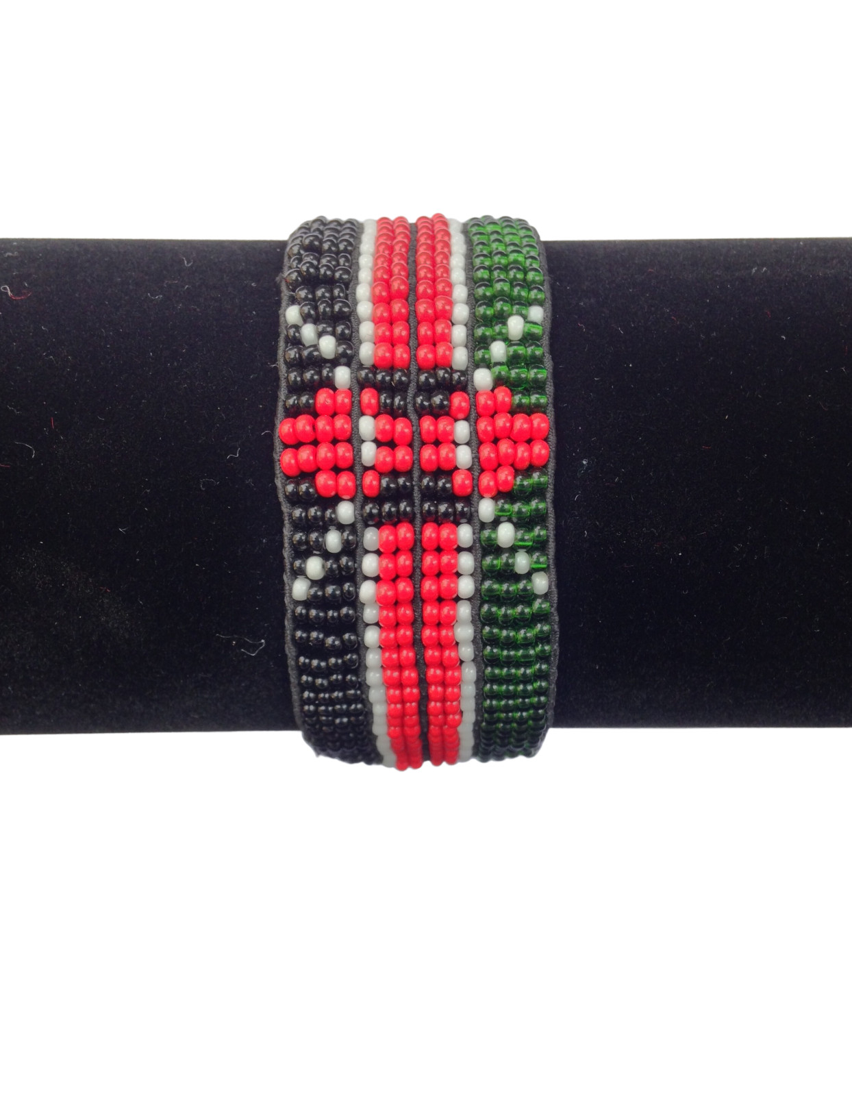 Wrist Band Bracelet Maasai Masai Beaded Kenyan Flag with Elastic Men Size 8″