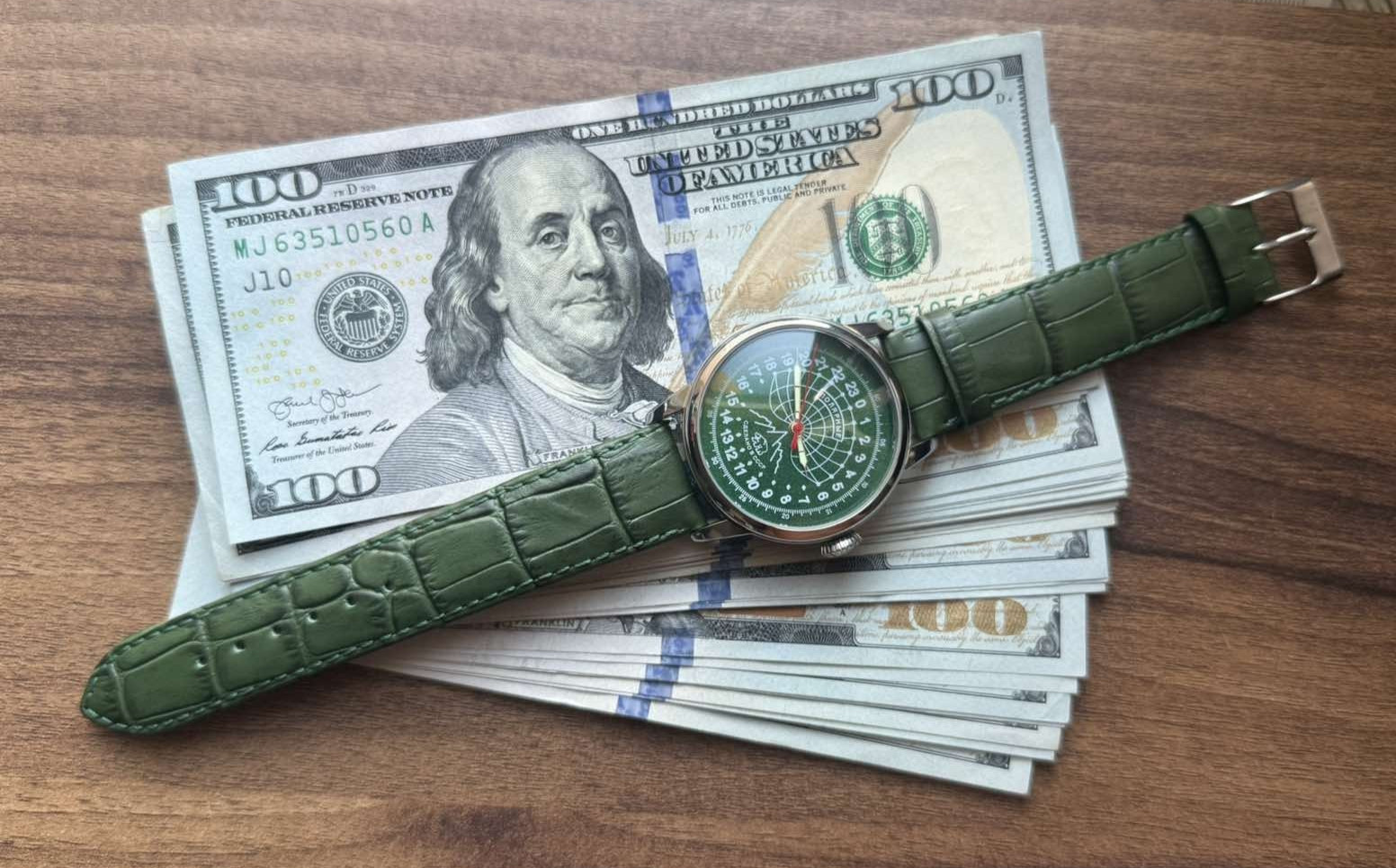 Watch 24h Mechanical Raketa Wrist Men Soviet USSR Polar Day Russian Rare Green