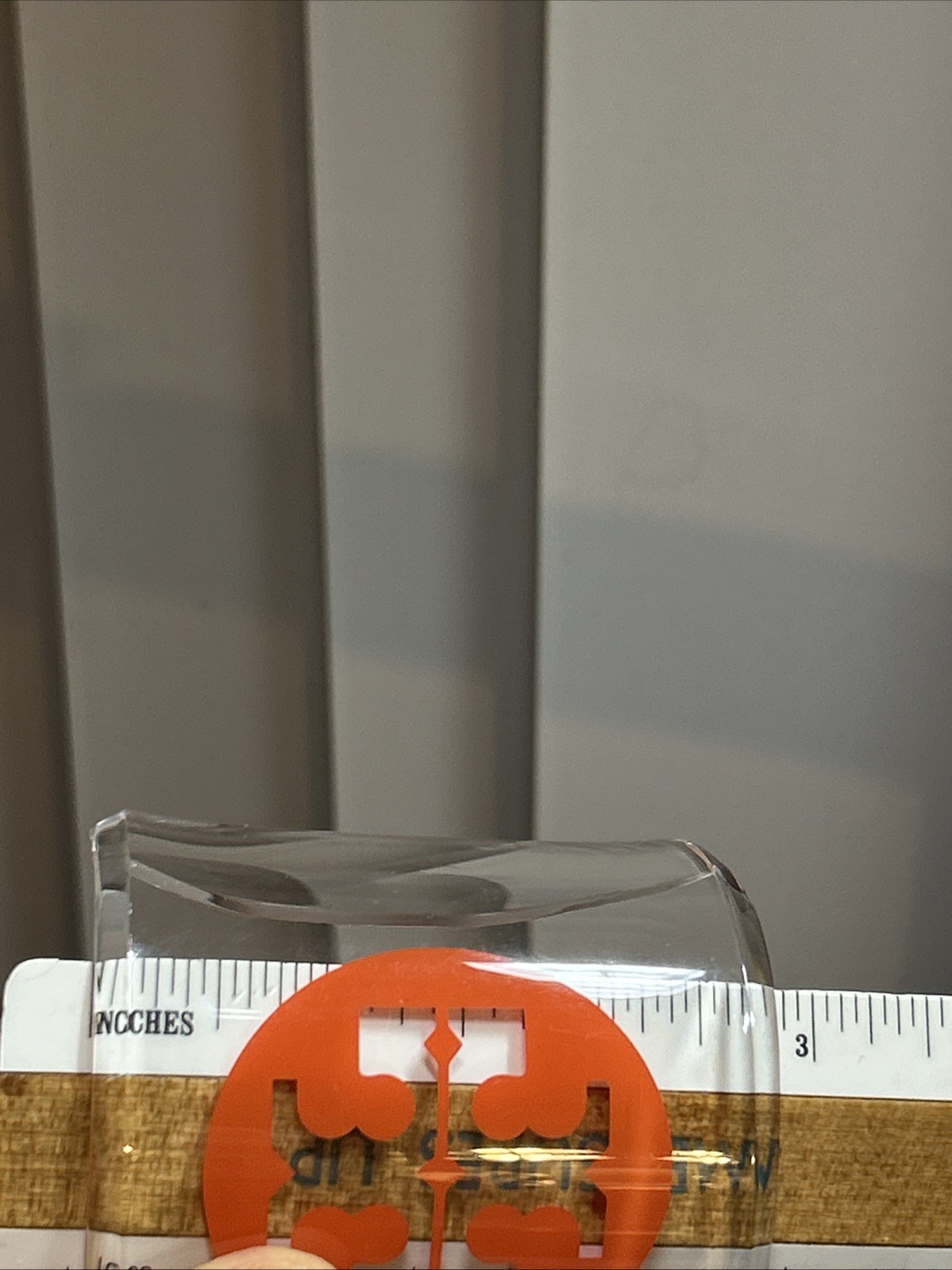 30. TORY BURCH White Clear Lucite Orange Logo Wide Cuff Bracelet 6 1/2″, 39.3g